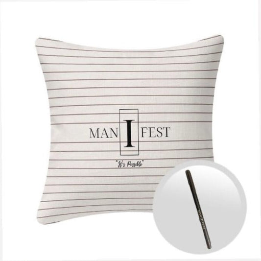 I Manifest " Keep Me In Line" Pillow Cover and Pen Set